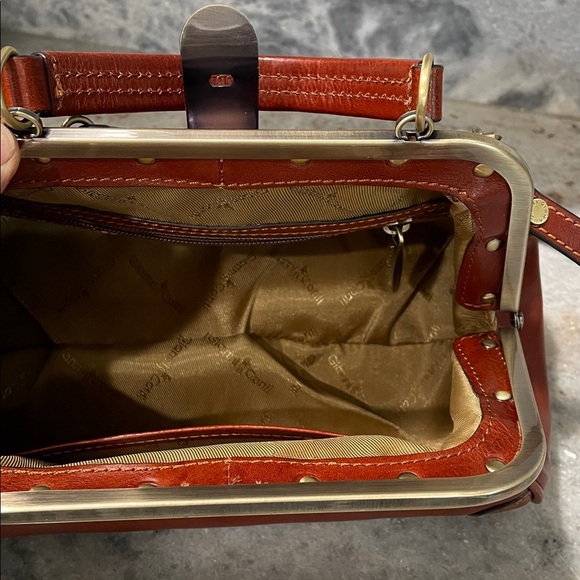 Gianni Conti Chestnut Leather Satchel with Gold Hardware - Picture 6 of 6